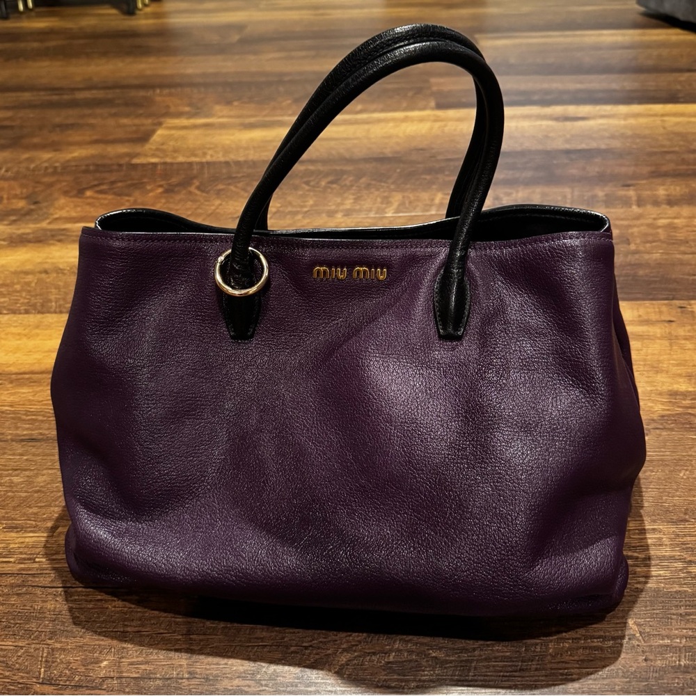 Miu Miu Purple and Black Leather Two Way Bag
